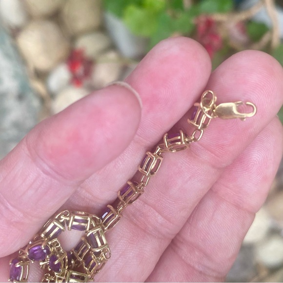 10k yellow gold VINTAGE AMETHYST Tennis Bracelet size 7 3/4” - Picture 8 of 10